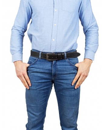 Strona główna Firma Produkcyjno-Handlowa MM LEDER Pasek skórzany Febe jeansowy przeszywany